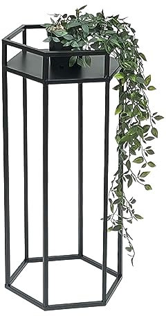 DanDiBo Sgabello per fiori in metallo, nero, 6 angoli, tavolino da tavolo 96453 con colonna di fiori, moderno (altezza 60 cm)