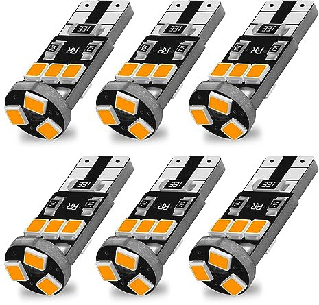 Alopee 6 Stück Innenraumbeleuchtung Birne,501 Gelb Fehlerfreie Boot RV Camper Kofferraumlicht Glühbirne