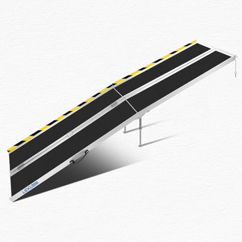 LIEKUMM Rollstuhlrampe 304 cm, 300 kg Tragkraft Aluminium Auffahrrampe rutschfest, Rollstuhlrampe für Treppen, Tragbare Rampe für Rollstuhl, Türschwellen, Zuhause