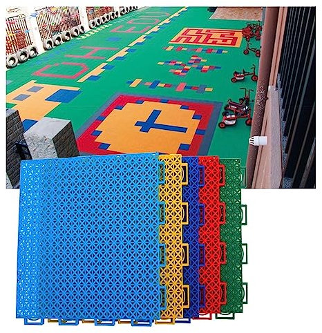 Sportboden wasserdichte modulare ineinandergreifende Bodenfliesen for den Außenbereich, Kunststoff-Spleißboden, Sportmatte, Puzzle-Bodenbelag, mit Entwässerungslöchern Color