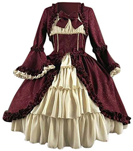 HOOUDO 2024 Blaues Kleid Hochzeitsgast Brautkleid Rockabilly Kostüm Häftling Damen Spitze Plissee Kleid Mittelalterkostuemdamen My Orders