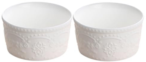 Zerodeko 2st Souffle-backschale Porzellan F?rmchen Pudding Backform Porzellan- Pudding- Container. Mousse- Schüssel Cupcake Formen Frühstücksschüssel Weiß Kind Europäischer Stil Keramik