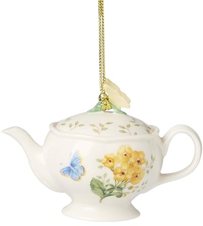 Lenox 896350 Decorazione natalizia a forma di teiera con prato a farfalla