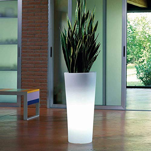 Macetero Luminoso Maceta 60 cm con Luz LED RGB, Cable o batería (Cable Color Luz Blanca)