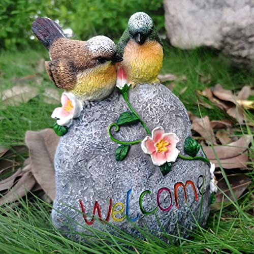 KAIXIAOH Vogel-Gartenstatuen, Outdoor-Dekoration, Kunstharz-Vogelfiguren, Gartenskulpturen, Willkommensschild-Dekoration für Zuhause, Terrasse, Garten, Hof