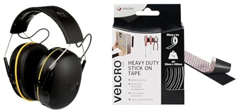 3M WorkTunes Connect, Bluetooth Ear Defenders Wireless, 90543EC1, Hearing Protector Earmuffs & Velcro Brand Heavy Duty Stick On Tape Cut-to-Length Industrial Extra Strong Double Sided Hook