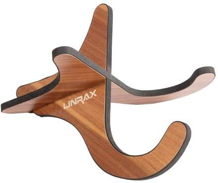 LINRAX Ukulele Ständer, Universal Bodenständer X-Rahmen, Ukulele Halter mit Weichem Gummi, Holzständer für Ukulele Violine Banjo Mandoline, Ukulelenständer, Geigenständer, Ukulele und Geige Zubehör
