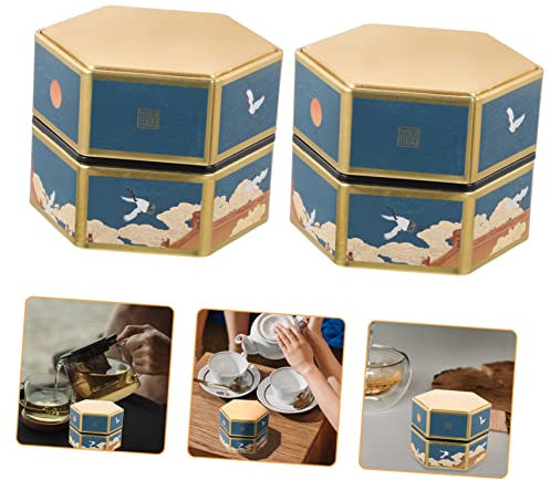 Hoement 3pcs Iron Storage Tank Vintage Style Tea Canister Case Can for Loose Tea Leaves Candy Home Kitchen Storage Jars