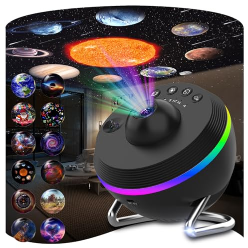 Galaxy Projector, 13 in 1 HD Planetarium Star Projector for Bedroom with Meteor Milky Way, Space Ceiling Starry Night Light Projector for Kid Adult, Led Galaxy Light with Timer, Ideal Gift (Black)