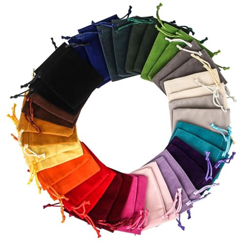 TAIHOBO Velvet Jewellery Bags, 38PCS Jewellery Pouches, 19 Colors Jewellery Pouch 2.76x3.54in (7x9cm), Reusable Small Pouch Bag, Drawstring Bags Small for Wedding Banquet Gift Christmas Party