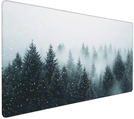 Grau Mousepad XXL 600 x 400 x 3 mm, Groß Gaming Mauspad Landschaft Muster, Schreibtischunterlage rutschfeste Gummibasis, Wasserfest Mouse Pad Vernähte Kanten, Büro Deko, Geschenke für Frauen Z-358