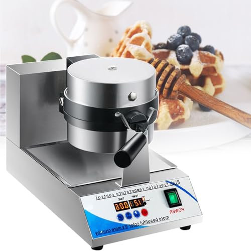 MáQuina Para Hacer Gofres Redondos, MáQuina Para Hacer Gofres De Acero Inoxidable Con Control De Temperatura Y Tiempo, Mango, Para Restaurantes, PanaderíAs, Bares Y Familias,220V