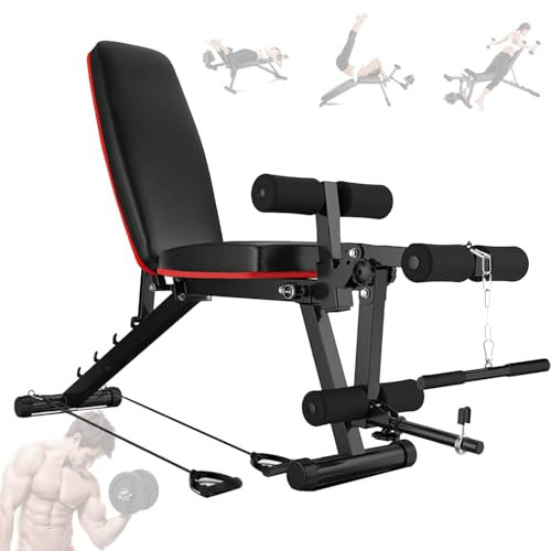 Multifunktion Hantelbank Kraftstation, Training Bank Verstellbar, Bauchtrainer Faltbare Sit-up-bank, Fitnessbank für Zuhause Kompakt Schrägbank Neigen Negativ Flach Aufrecht Drückerbank