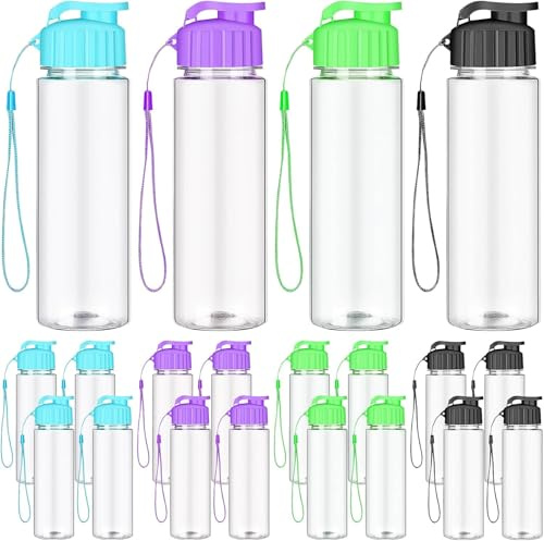 TESIN 20 Pack 500ml Plastic Water Bottles, Reusable Sports Drink Bottles | Leakproof Flip Top Lids, Bulk Bottles for Gym, Fitness, Parties and Outdoor Activities