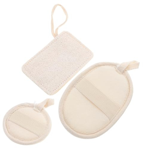 Dischetti Esfolianti Luffa per Viso Beige, 3 Pezzi | 3 Pezzi in Luffa, Portatili e Facili da Trasportare, Accessori per Doccia Formato Sostitutivo