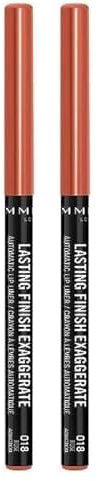Rimmel London Lasting Finish Exaggerate Lip Liners, 018 Rose Addiction, 4g (Pack of 2)