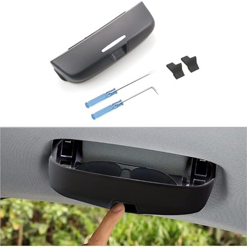 XLKWNNAD Auto Brillenetui Für Audi A1 8X GB/Q2 2010-2024, Brillenhalter Auto Sonnenblenden Griff Organizer Brillenbox Aufbewahrung Sonnenbrillenhalter Innenraum Zubehör,B/Black