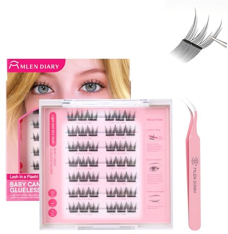 Mlen Diary Selbstklebende Wimpern, 10-13mm D Curl Schwarz Falsche Wimpern, Kein Kleber Wiederverwendbare Manhwa Wimpern, NatüRlicher Look Diy Wimpernverlängerung Kit
