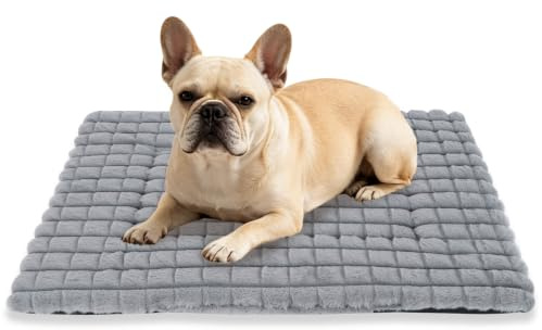 BVAGSS Flauschiges Orthopädisches Hundebett, Waschbar Hundematte, rutschfeste Unterseite, Plüsch Hundekissen Weiche und Warme Hundematte für klein mittel große Hunde XH082 (90x60cm,Grau)