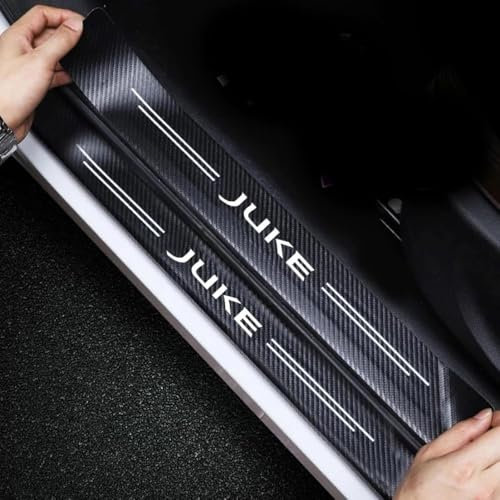 YINTMI Lot de 4 protections de seuil de portière de voiture pour Nis-san Juke F15 F16, plaques de protection en fibre de carbone, accessoire de décoration antidérapant (blanc)