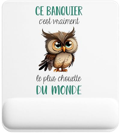 Planetee Tapis de Souris Ce banquier Le Plus Chouette | Accessoire Bureau Ergonomique - Idéal pour Anniversaire, Collègue, Secret Santa Noël, Fête des Pères et Fête des Mères