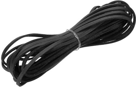 PATIKIL Cordino Cuoio, 3 mm x 5.5 Iarde Stringa in Pelle Finta, Cordone Piatto Vellutata Cordoncino per Collane Creazione Di Gioielli Braccialetti DIY Artigianato Acchiappasogni, Nero