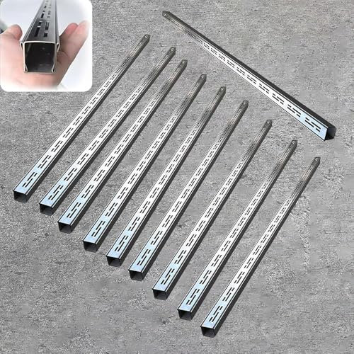 Canaletta Scolo Acqua Piovana System di Drenaggio a Trincea Largo 5 Cm in Acciaio Inox, Tubo di Drenaggio Canale di Stretto con Griglia Metallica, Kit di Trincea per Grondaie da,N (Size:10 PCS)