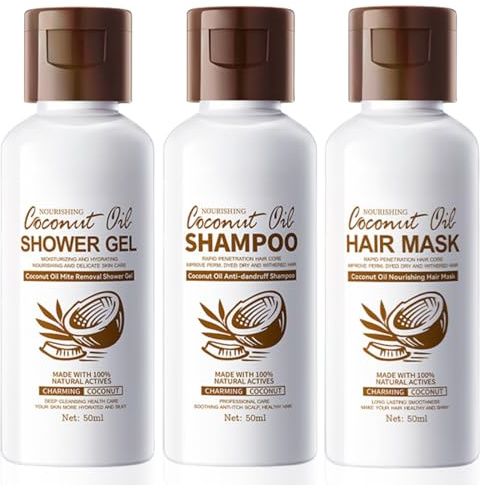 coconut oil Travel Size Shampoo and Conditioner, Mini Shampoo and Conditioner set, Travel shampoo and conditioner, coconut Bath & Hair Care Set Women Beauty Sets