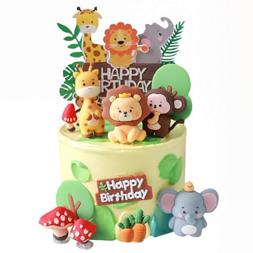 10 PCS Animal Cake Toppers for Kids Birthday Party Decorations Educational Animal Figurines Set Realistic Jungle Cake Ornaments Toy Figures for Cake Room Car Decor