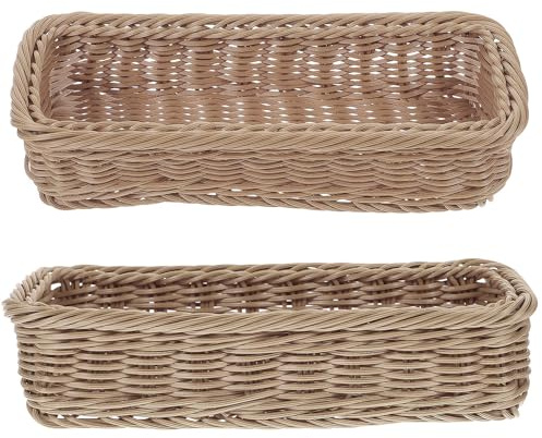 Cutlery Storage Basket 2pcs Plastic Rectangular Spice Jar Holder | Drawer Organiser Tray, Home Kitchen Storage for Snacks and Spice Jars, Sturdy Wear-resistant Build