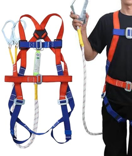 Generisch Sicherheitsgurt – Anti-Fall-Gurt | Ganzkörpergurt 5-Punkt-Fallschutz | Verstellbare Schultergurte, Ausrüstung für Arbeiten in der Höhe, Jagd, Klettern | Dachdecker-Baumpfleger