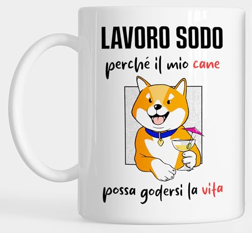 Scuma Tazza Cane Lavoro per il Mio Cane - Tazza Colazione per Amanti dei Cani - Regali Simpatici per un Amica - Idee Natale Regalo Cane e Padrone - Tazze Carine da Regalare - Gadget Cani