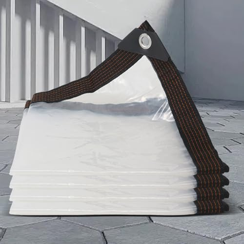Telone Retinato Trasparente 150 x 200 cm 450 Gr Mq con Occhielli, Pe, Impermeabile, Protezione Solare Telo di Copertura Trasparente per Balcone, Giardino, Serra, A