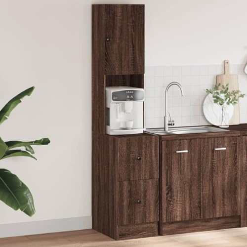 SKTQYQO Mobile da Cucina Rovere Marrone 35x50x180 cm Legno Multistrato con Ante e Cassetti per Utensili, Armadio Dispensa per Ristorante e Casa, Solido e Stabile, Facile