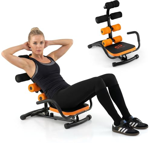 Goplus Ab Machine, Core Abdominal Trainer w/ 3-Position Adjustable Backrest, Foam Support, Ab Trainer Sit Up Bench Chair Ab Rocket Exercise Equipment for Home Gym Full-Body Workout