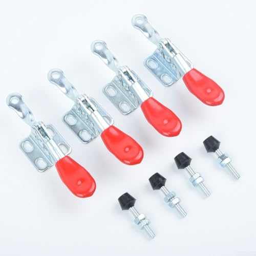 4 Stück rote horizontale Knebelklemmen für GH-201A 201-A Schnellspannwerkzeug, Metall-Handklemmenhalter für Arbeitshaltung und CNC-Befestigung, 80 mm