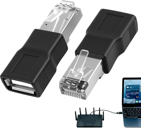 2PCS Adaptateur USB vers RJ45 Ethernet, Adaptateur Rj45 USB, Adaptateur Ethernet vers Port Réseau, Connecteur Mâle vers Femelle pour Routeur, Ordinateur Portable, PC, Accessoire Réseau Compact, Noir