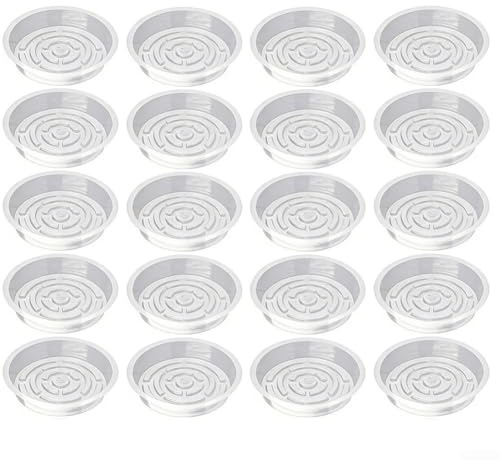 Entgoinggo 20 sottovasi in plastica trasparente per vasi da fiori, impermeabili, antiscivolo, per interni ed esterni, per giardinaggio trasparente, per vaschette antigoccia, da 16 cm a 315 cm