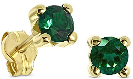 Miore gemstone- birthstone stud earrings for women in 9kt 375 yellow gold -white gold with red ruby- green emerald- blue sapphire- cubic zirconia- handmade- skin friendly- gift box