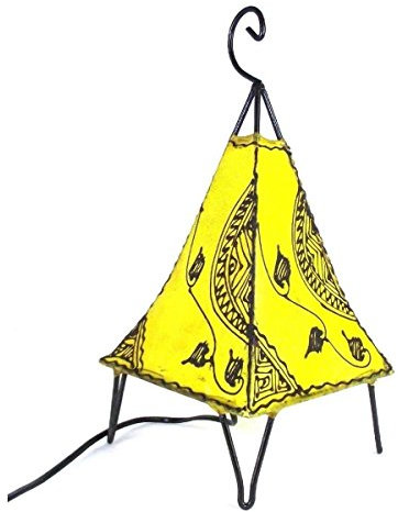 Lampada in pelle lampada da tavolo Henna lampada piramide viticcio giallo