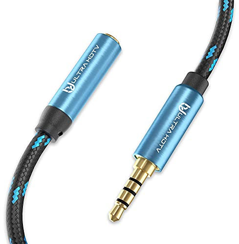 Ultra HDTV Audio Câble d'Extension - 0,5m Jack 3.5mm Mâle vers Femelle [Plaqué Or] Câble Auxiliaire Audio stéréo en Nylon pour iPhone, Samsung, iPod, iPad, Autoradio, Smartphones, MP3 etc.. Rallonge