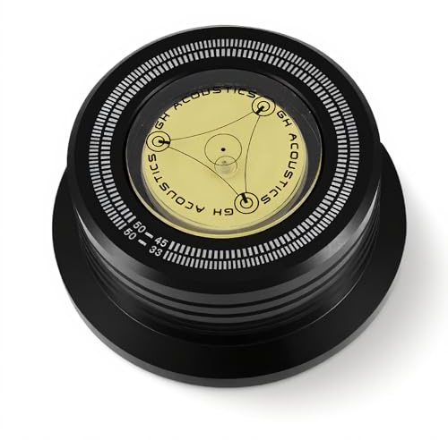 Richer-R Plattenspieler Disc Record Gewicht, 50Hz Schallplatten Plattenstabilizer Auflagegewicht,Plattenklemme LP Disc Stabilizer Drehscheibe mit Wasserwaage für LP-Vinyl Plattenspieler(Schwarz)