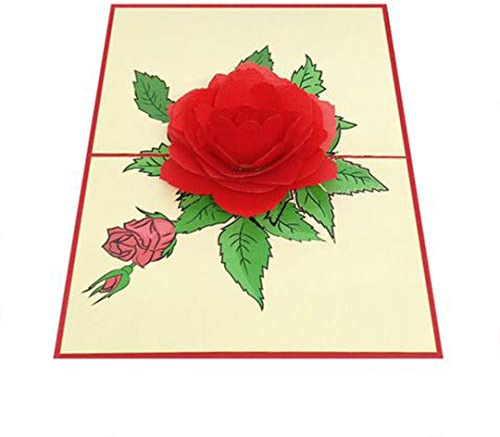 Rote Rose Blumen Karte Geschenk pop up 3D mit Blumen Rose Muttertag Romantische Liebeskarte zu Hochzeitstag Geburtstagskarte Glückwunschkarte Verlobung Liebeserklärung