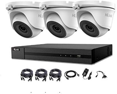 HILOOK 5MP CCTV SYSTEM 4CH 5 MP DVR CAMERA INDOOR OUTDOOR 3X White DOME TURRET CAMERAS 2OM NIGHT VISION HDMI KIT (1TB HDD Pre-Installed)