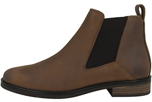 Clarks Botas Chelsea Memi Top para mujer, Lea marrón oscuro, 38 EU