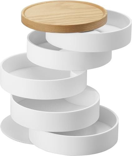 Yamazaki 5312 Tosca 5-Tiered Accessory Box, White, Wood/Steel/ABS Resin, Minimalist Design, 10 x 10 x 12.5 cm (LxWxH)