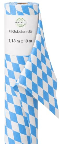 Sensalux Tischdeckenrolle Oktoberfest, Bayerische Raute, 118 cm x 10 m | bayrische Raute, Tischdeckenrolle, Tischläufer, Stehtischhusse und Tischdecke für Wiesn Party Festzelt