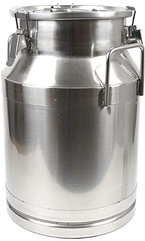 Adima 304 Edelstahl Milchkanne Schwerlast Milchkanne Weinkübel Eimer Milchtopf Tragekrug Milchflasche Ölfass Teedose Silikondichtung Mit Tragegriff (Silber),30L