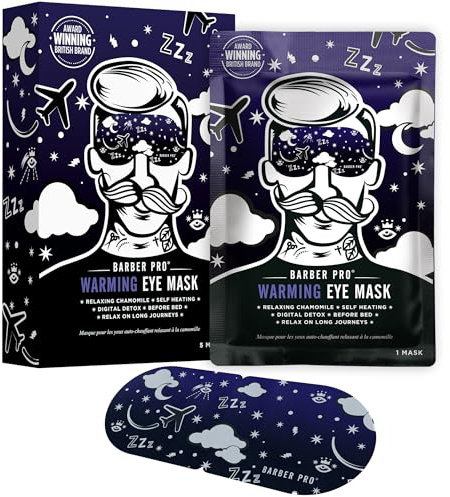 BARBER PRO SELF HEATING EYE MASK Soothing Eye Mask Warming Relaxing Stress Relief Dry Fatigued Tired & Sore Eyes Chamomile Scent Perfect For Travel & Sleep Multi Award Winning Brand 5 Pack