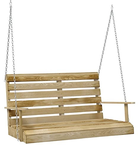 vidaXL Kiefernholz Imprägniert Hollywoodschaukel mit Ketten Gartenschaukel Schaukelbank Hängeschaukel Schaukel Bank Gartenbank 110cm